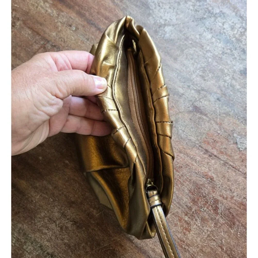 Clutch Bag Copper Metallic by Rosetti Faux Leather Zip Closure Formal or Casual